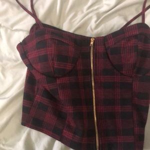 Black and red striped crop top